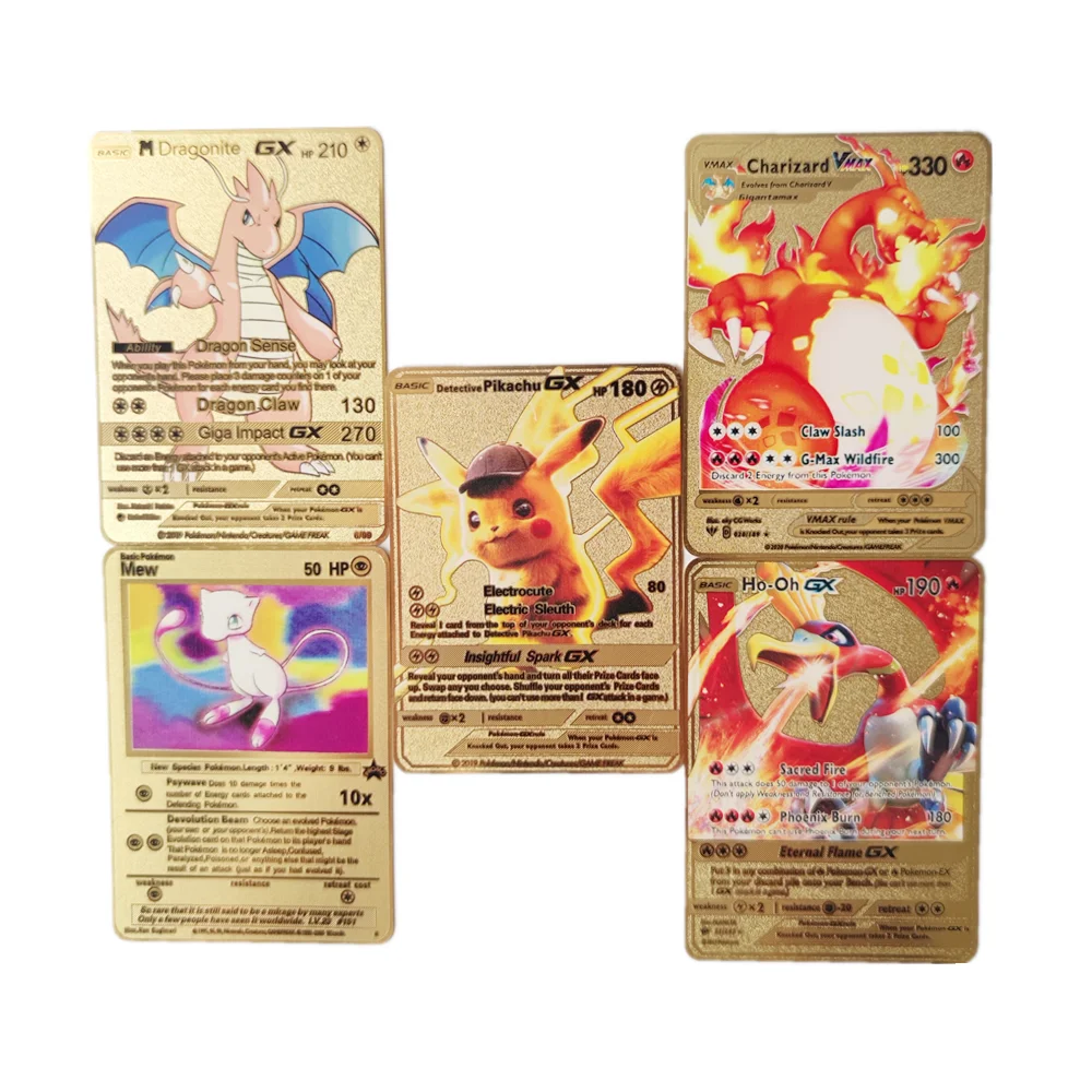 Juego de cartas de Pokemon, tarjetas coleccionables de Mew Charmander Buldasaur Squirtle Blastoise Rayquaza Energy shinning Battle-5