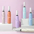 Женский зонт с защитой от дождя и солнца, 3-ступенчатый Зонт с 8 ребрами, розовый, оранжевый, синий, зеленый, прозрачный зонт, маленький женский зонтик для девочек