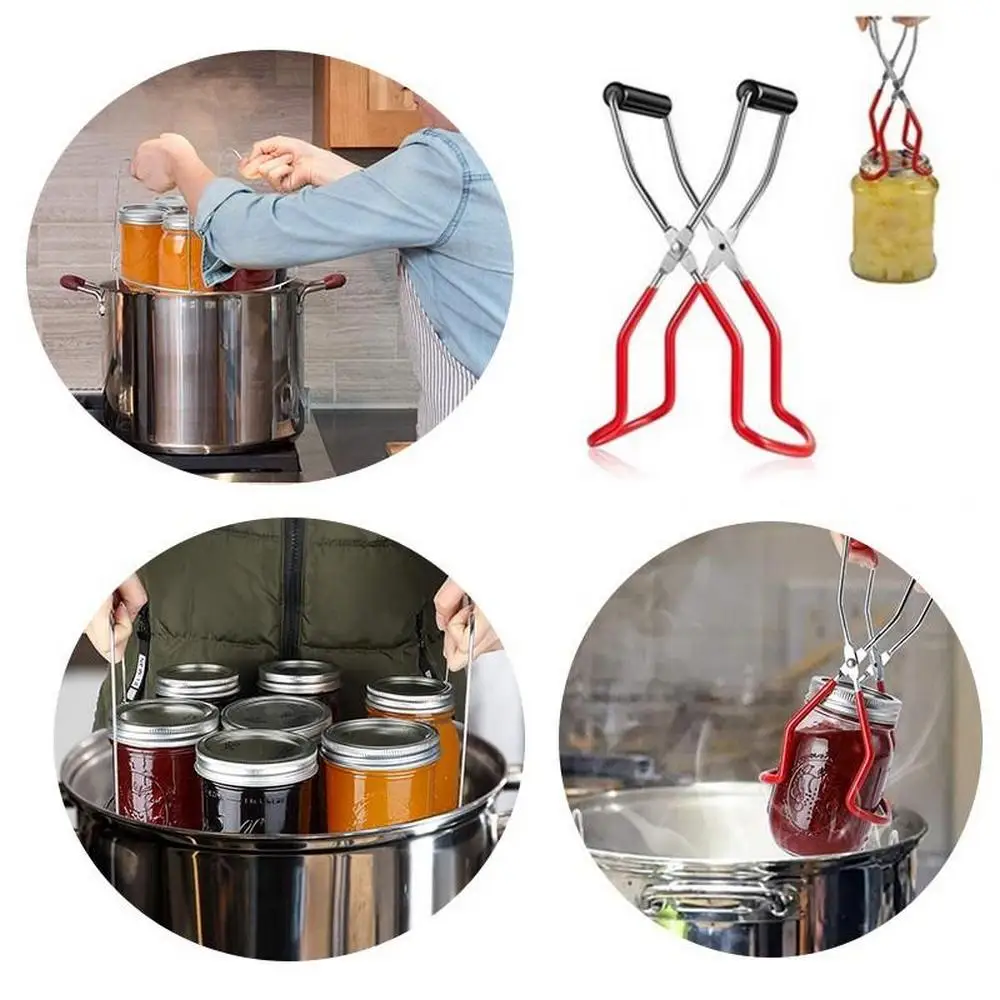 

Stainless Steel Frame Canning Tongs Strong Durable Hot Bowl Dish Holder Lifter with Grip Handle Anti-scald Non-slip Kitchen Tool
