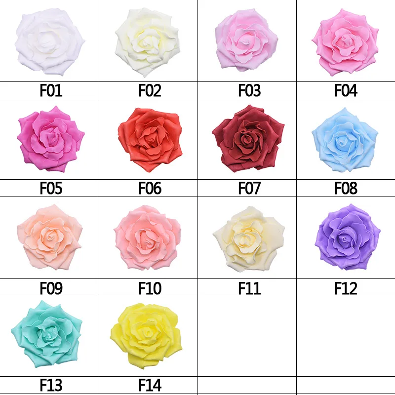 

20pcs 10cm Large Flower Artificial Foam Blossom Rose Flowers for Wedding Decoration DIY Scrapbooking Pom Pom Rosette Fake Flower