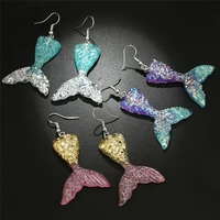 summer style cute mermaid princess fashion earring for women trendy color hook multicolor resin drop earrings for girl