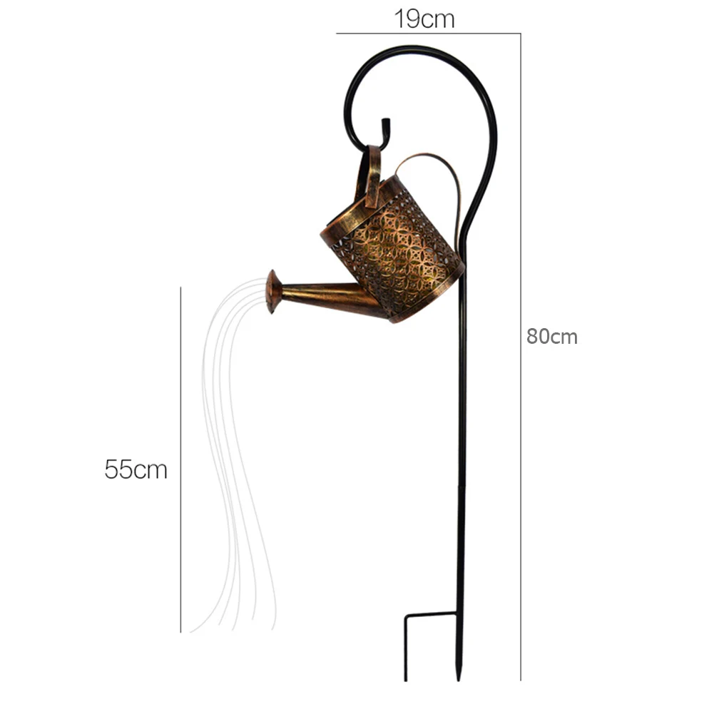 

Outdoor LED Solar Powered Hollow Wrought Iron Lamp Watering Can Ornament Light Garden Waterproof Shower Light Decoration