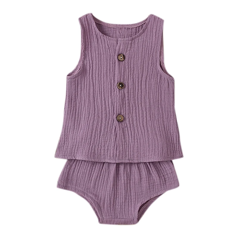 

Детская одежда для маленьких девочек, однотонный топ без рукавов, шорты Комплект для маленьких девочек, комплект из двух предметов