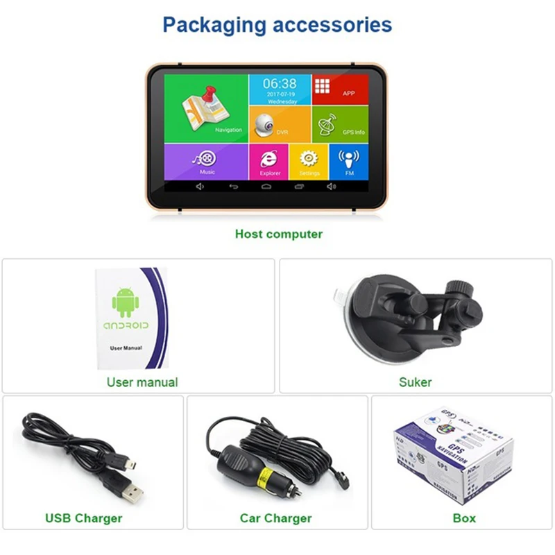 Anfilite 7-дюймовый автомобильный видеорегистратор с GPS-навигацией Android 1080P DVR