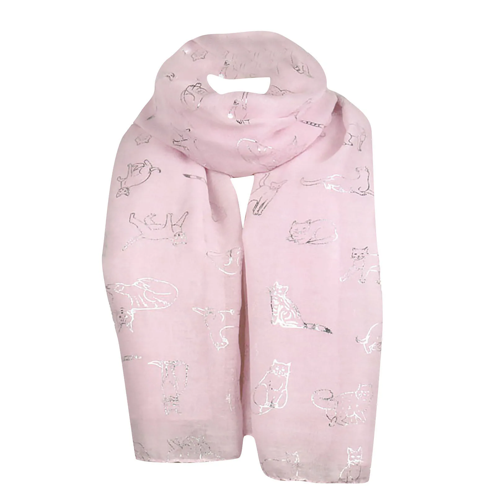 Fashion Women Cat Foil Printed Long Wrap Shawl Pashmina Stole Scarf Scarves Bandana Chiffon Hijab Hair Accessories Шарф Женский |