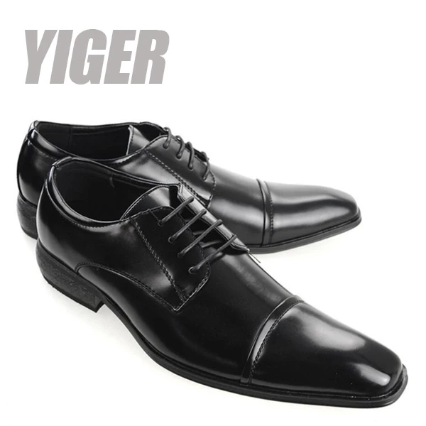 Black Derby shoes YIGER/мужские туфли дерби; новые кожаные модельные туфли с острым носком; большие размеры; японский костюм; мужская деловая обувь; Мужская официальная обувь; 356 - Цвет: Black Derby shoes