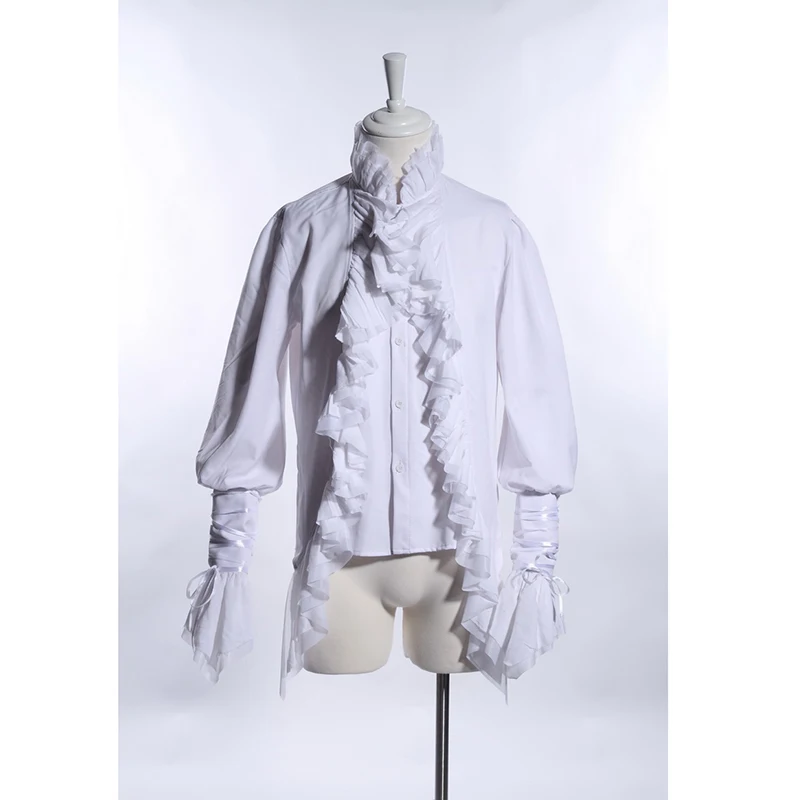 

Fall New Dark Gothic Retro Lotus Leaf Drawstring Design Men's Long-Sleeved Prom Dovetail Shirt