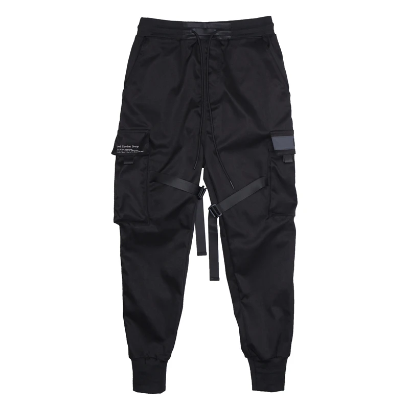 

2021 Hip Hop Cargo Pants Men Black Pocket Streetwear Harajuku Techwear Pants Trousers Harem Joggers Sweatpants