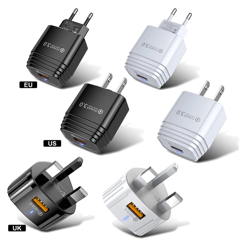 Штепсельная Вилка EU/US/UK быстрое зарядное устройство USB для путешествий настенный