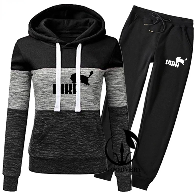 

Женский спортивный костюм с принтом для фитнеса, женские спортивные костюмы, пуловер с капюшоном, спортивные штаны, свитшот, повседневные б...