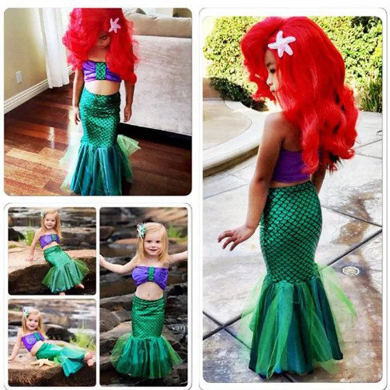 Костюм Русалочки с хвостом комплект из 3 предметов детское платье для купания