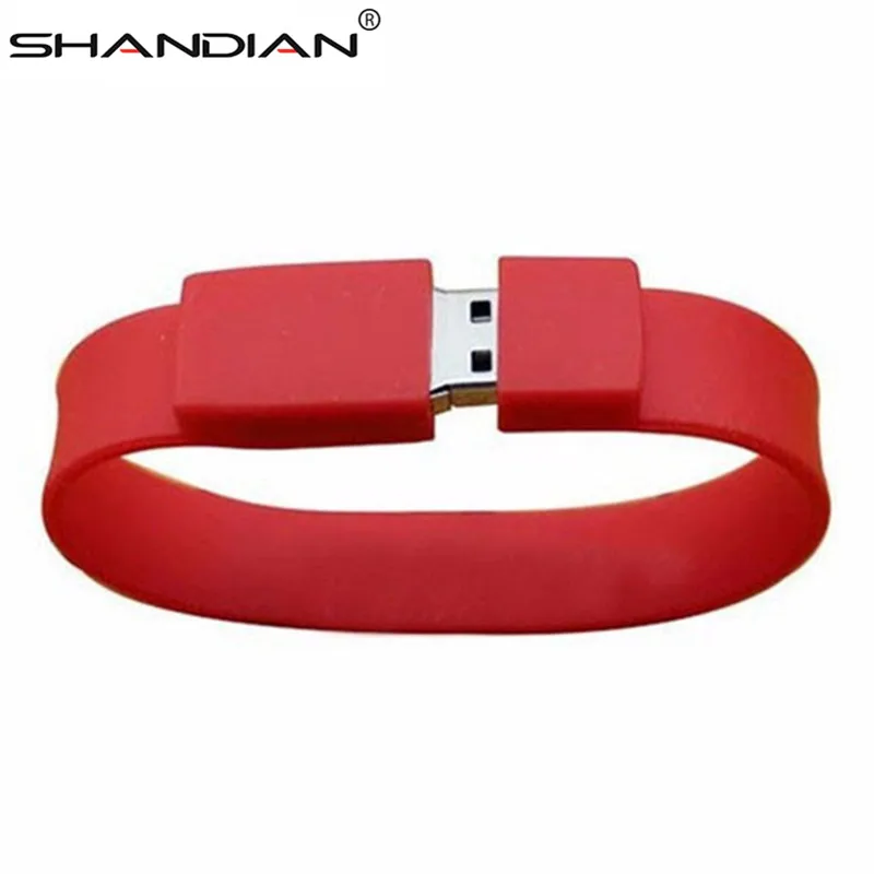 Силиконовый браслет на запястье SHANDIAN 100% реальная емкость 4 ГБ 16 32 64 USB флеш
