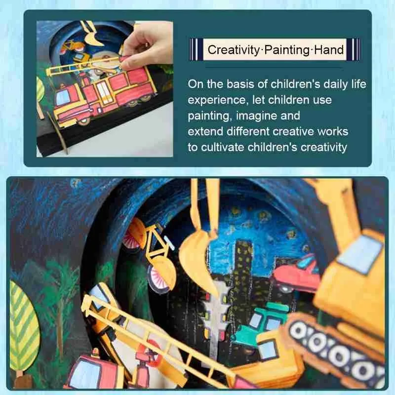 

Dinosaur Era 3D Assembly Creative Art Painting Materials For Children Diy Handmade Material Package Interactive Educational Toy