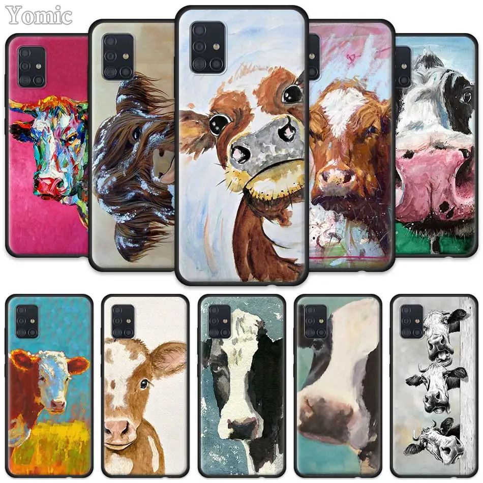 

Animal Cattle Cow Watercolor Case for Samsung Galaxy A50 A51 A70 A71 A10 A20 E A30 S A31 A40 A41 Silicone Black Soft Phone Cover