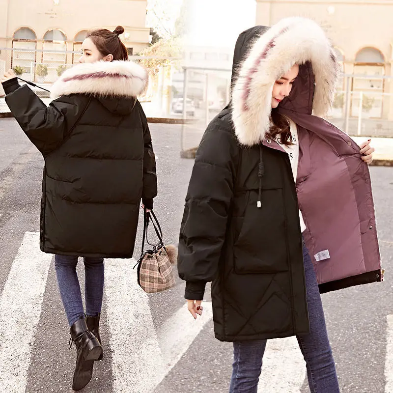 

Fur Parka Women Winter Coats Long Cotton Casual Down Jackets Women Thick Warm Winter Female Overcoat bubble Coat