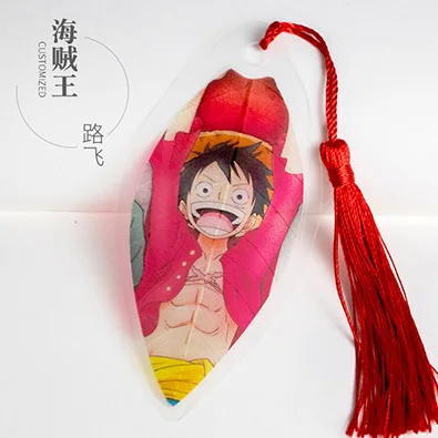 Зеленый Аниме one piece лист форма закладки книги водонепроницаемый прозрачный ПВХ пластиковая Закладка Красивая Книга знаки Подарок - Цвет: Зеленый
