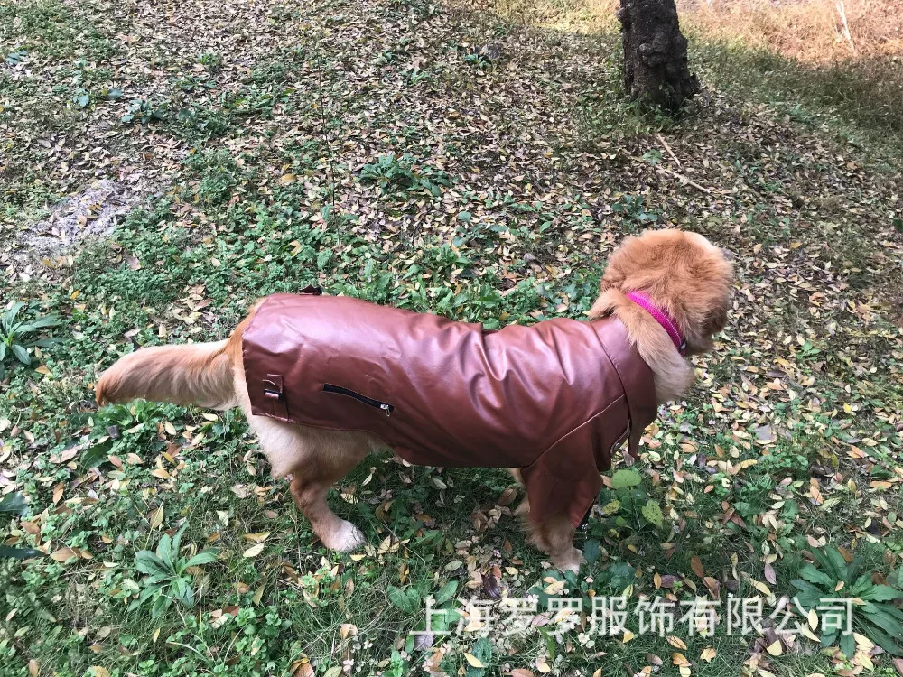 Кожаная куртка для собак, одежда для собак, Осеннее и зимнее пальто для Тедди, корриды, золотой ретривер, Аляска