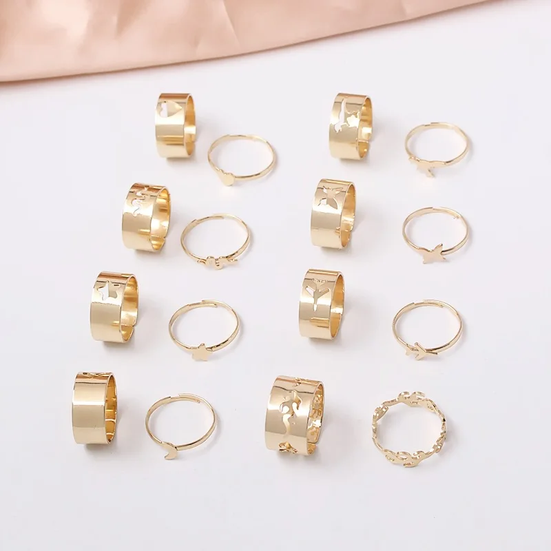 

Silver Color Butterfly Rings For Women Men Lover Couple Ring Set Friendship Engagement Wedding Band Open Ring 2021 Trend Jewelry