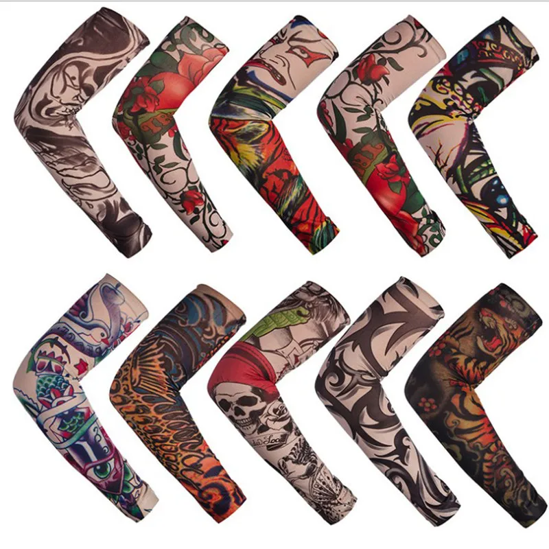 Новинка модные рукава с татуировкой теплые Рукава унисекс УФ-защитой уличные