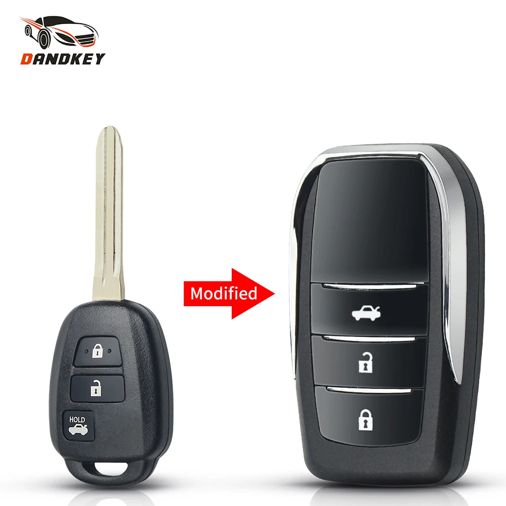 

Dandkey For Toyota Camry Prius 2012 2013 2014 2015 2016 2017 Corolla RAV4 Key Case TOY43 Modified Flip Remote Key Shell 3 Button