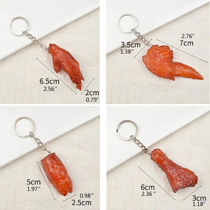 

8Pcs Pot-stewed Chicken Wings Feet Meat PVC Keychain Delicious Food Cell Phone Charm Bag Strap Pendant Kid Toys Jewelry