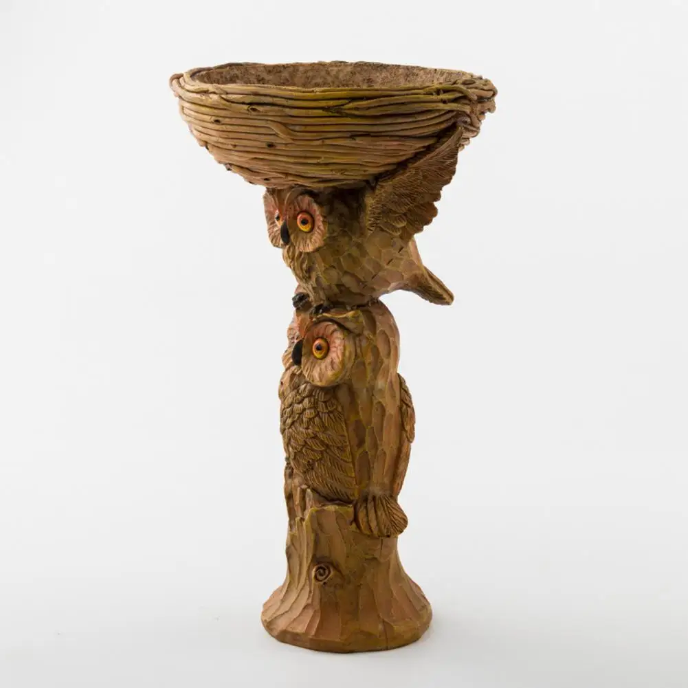 

Innovative Bird Feeder Owl Shape Resin Artwork Delicate Statue Multi-use Outdoor Bath Tray for Garden