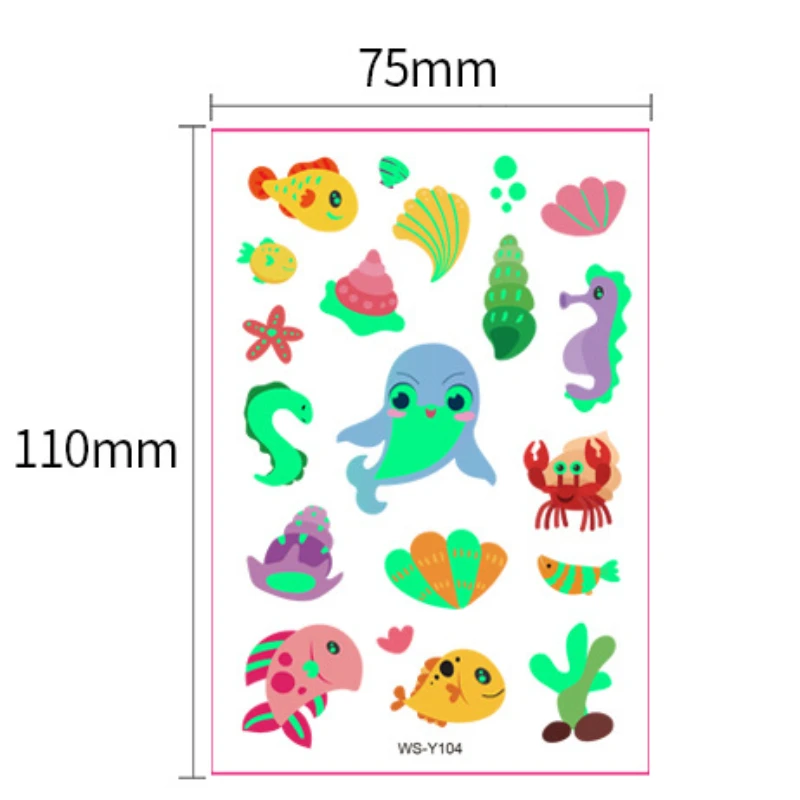 5 шт. новые светящиеся наклейки для татуировок в океане детская Веселая