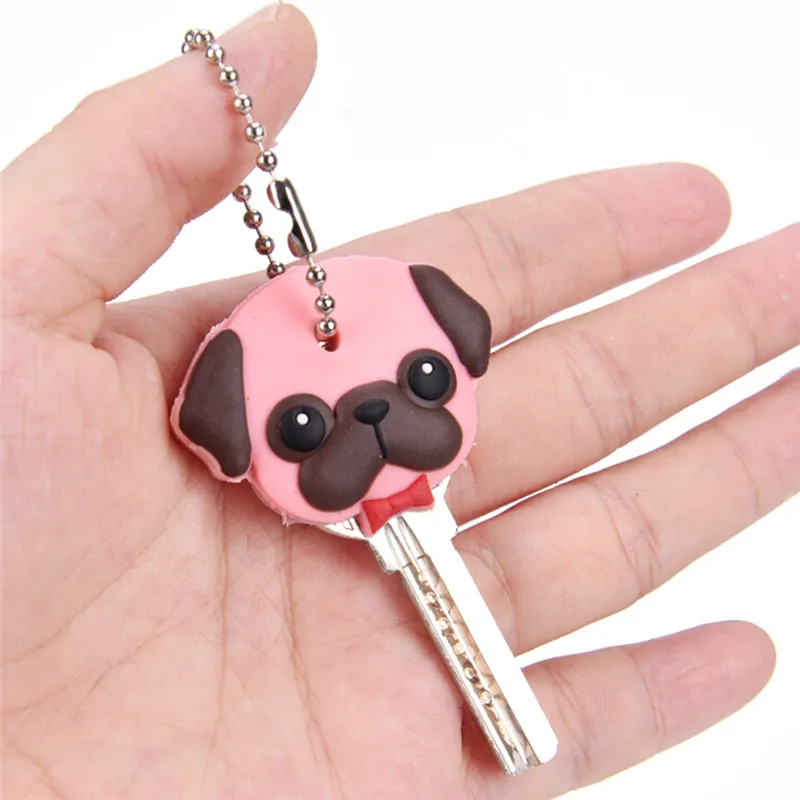 

Korean Fashion 5Pc Head Cover Keychain Silicone Key Ring Cap Case Shell Cat Hamster Pug Dog Animals Shape Lovely Jewelry Gift