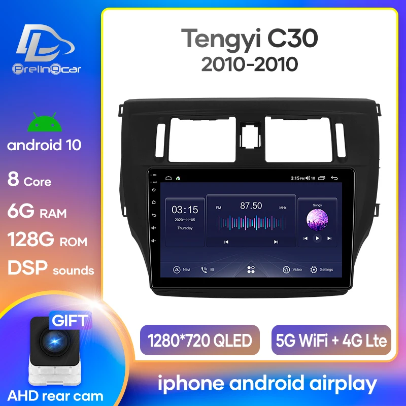 Автомагнитола Prelingcar 2 Din Android 10 0 для Great Wall Voleex Tengyi C30 2010 2012 мультимедийный