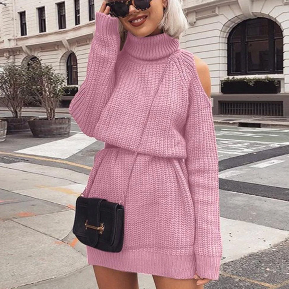 Gentillove Autumn Turtleneck Off Shoulder Long Sleeve Women Sweater Vintage Sexy Casual Loose Knitted Pullovers | Женская одежда