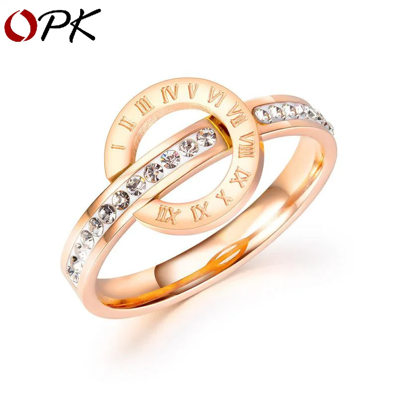 

simple fashion Roman numeral circle micro-encrusted zircon titanium steel ring female ins style temperament trend ring