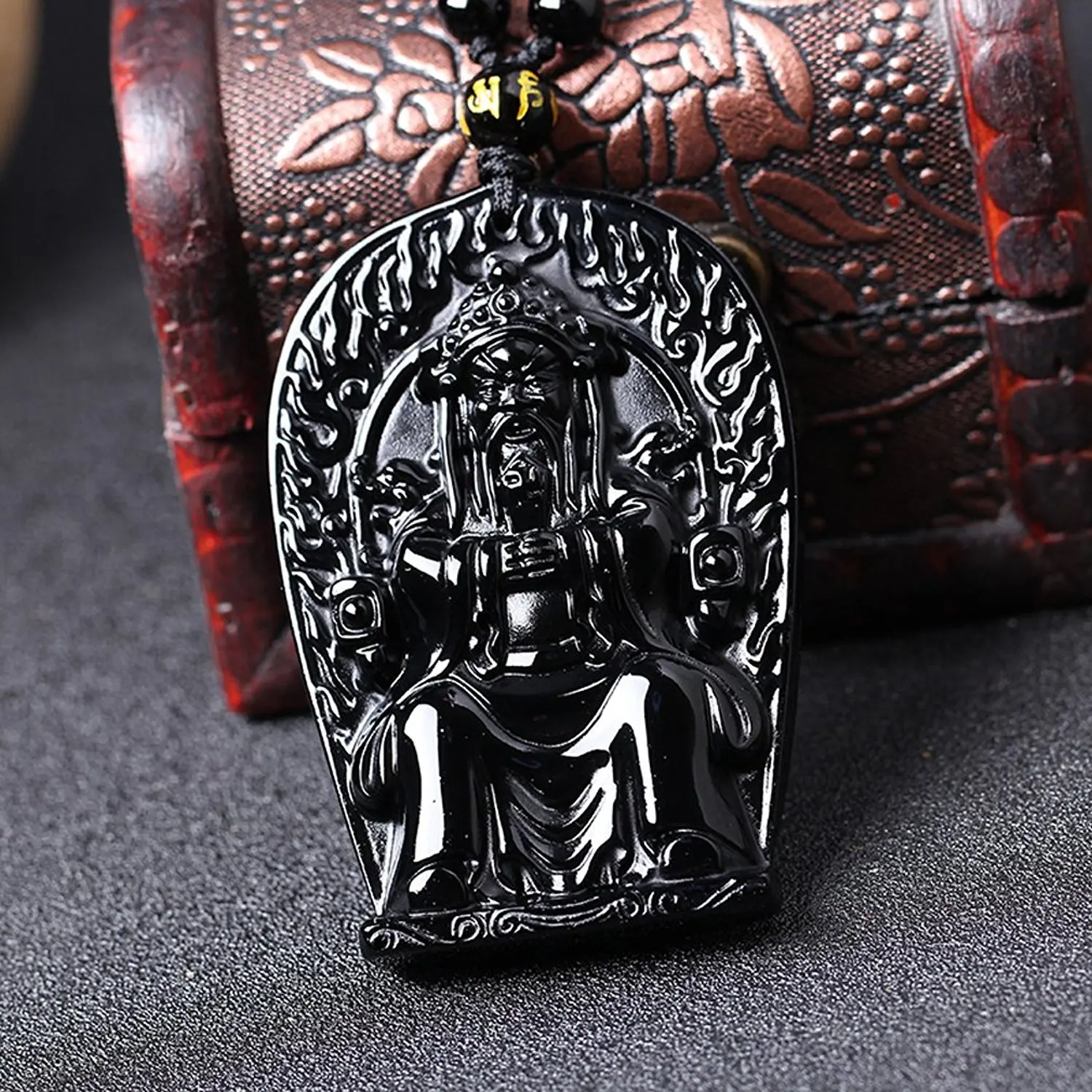 LETSFUN Fine Jewelry 100% чистый натуральный обсидиан деньги Бог богатства маммон Будда
