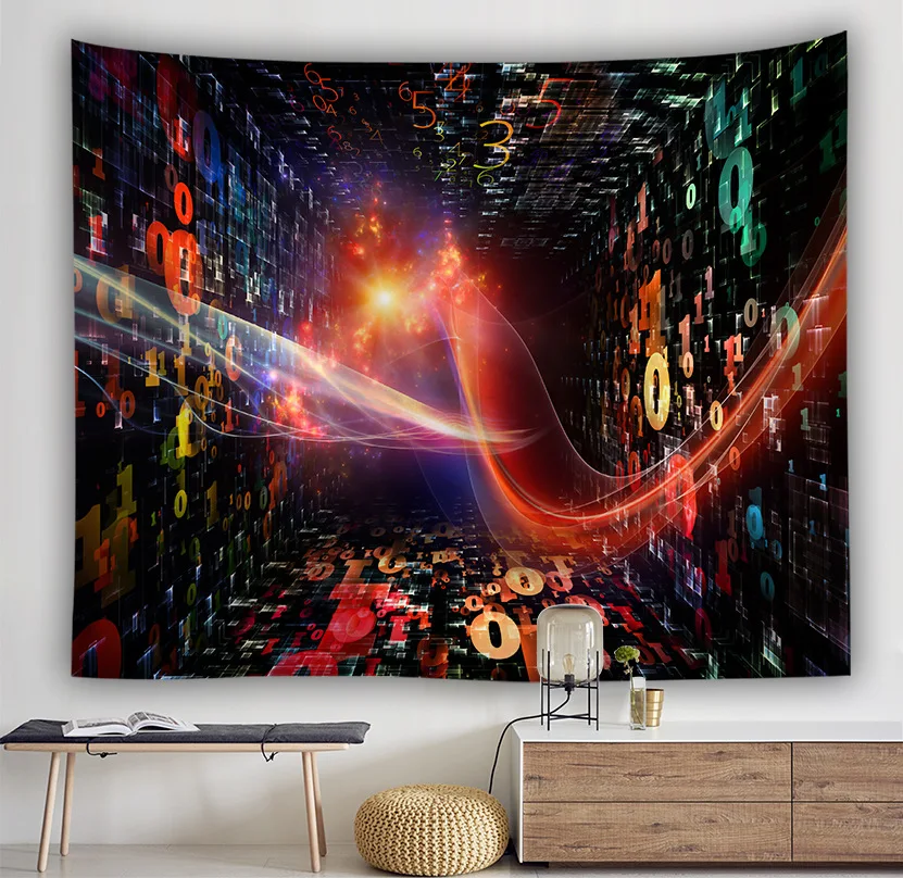 Психоделический настенный гобелен подвесной Большой Домик в виде грибов хиппи