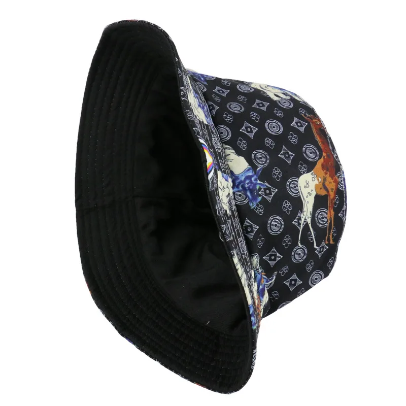 

2020 Summer Hot Sale Bucket Hats Women Animal Print Double-sided Wearing Visor Travel Folding Basin Fishing Hat Fisherman Hat