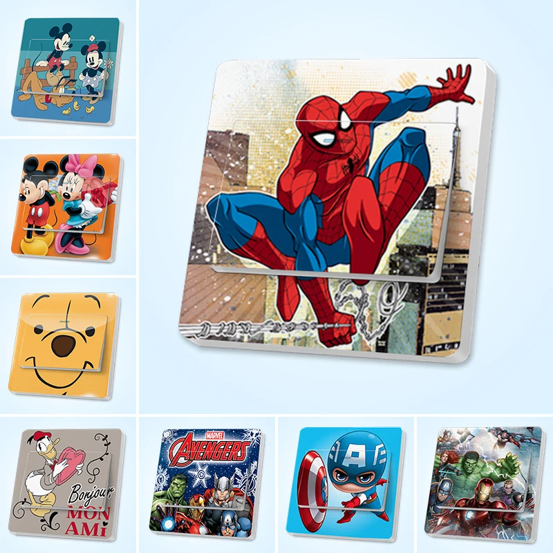 2021 Disney Милый мультфильм Switch Paste Socket Power Decorate Детская спальня Творческий домашний настенный декор
