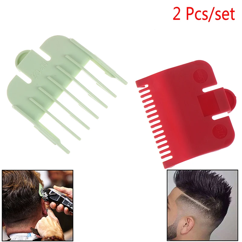 

2pcs Hair Clipper Hair Grooming Guide Comb Beard Trimmer Comb Trimmer Head Shaver Comb Brush Replacement Clipper Blade Cutter