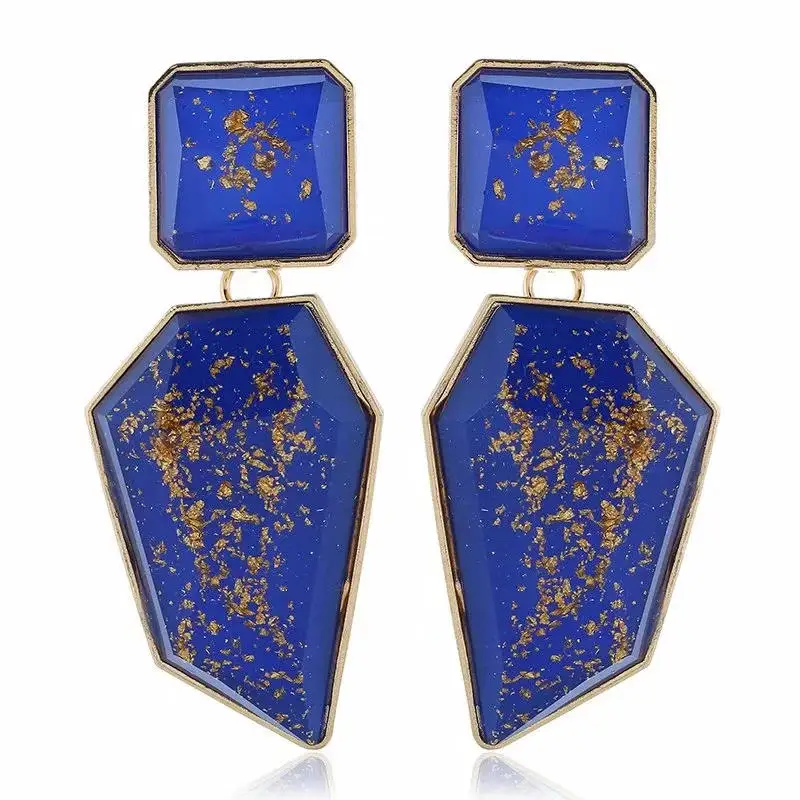 blue 2 LUBOV, 5 цветов, геометрические висячие серьги с кристаллами, золотой цвет, металлическая оправа, серьги для женщин, подарок на день рождения, вечерние ювелирные изделия - Окраска металла: blue 2