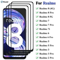 3pcslot full cover tempered glass for oppo realme 7 8 6 5 3 2 pro screen protector for oppo realme 8 5g 7 7i 6 5 3 glass film