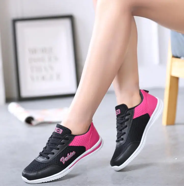 Сезон: весна лето Женские кроссовки Дышащие с сеткой на плоской подошве Женская