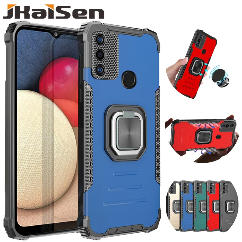 

JKaiSen Magnetic Armor Stand Phone Case For Tecno Spark 6 GO Strong Anti-Drop Ring Protection Cover For SPARK 6 Back Caso
