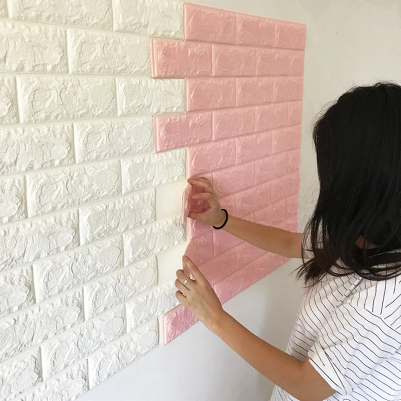 

70x77cm PE Foam 3D White Brick Wallpaper DIY Self Adhesive Wall Stickers Waterproof Home Improvement Wall Coving Decor