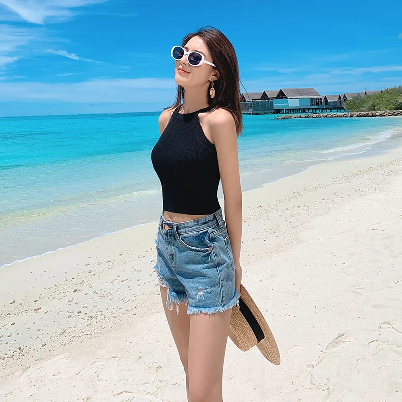 Топы для женщин укороченный топ с открытыми плечами эластичные трикотажные топы