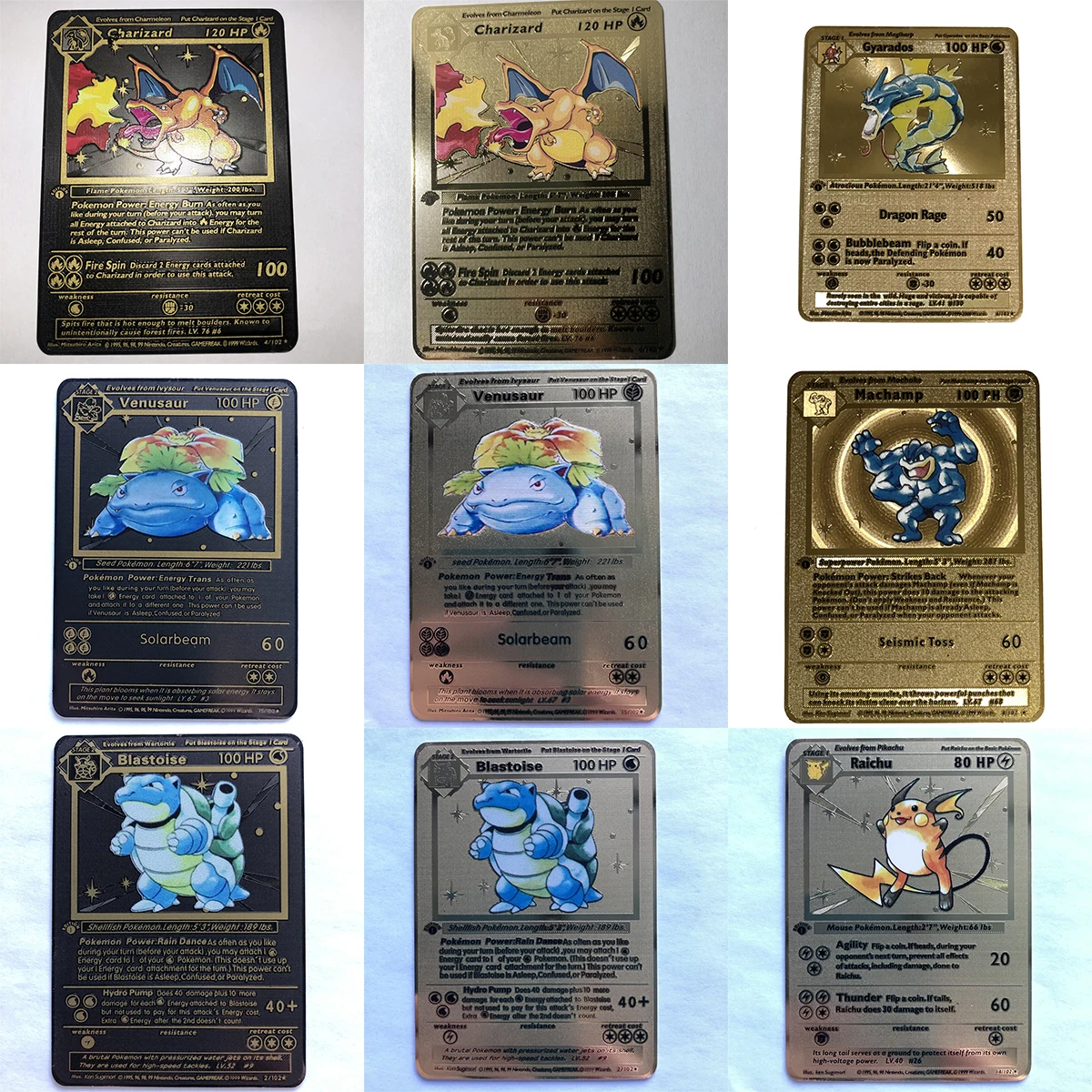 Покемон металлические карты первая Charizard blastise Venusaur Machamp Gyarados Боевая карта игра
