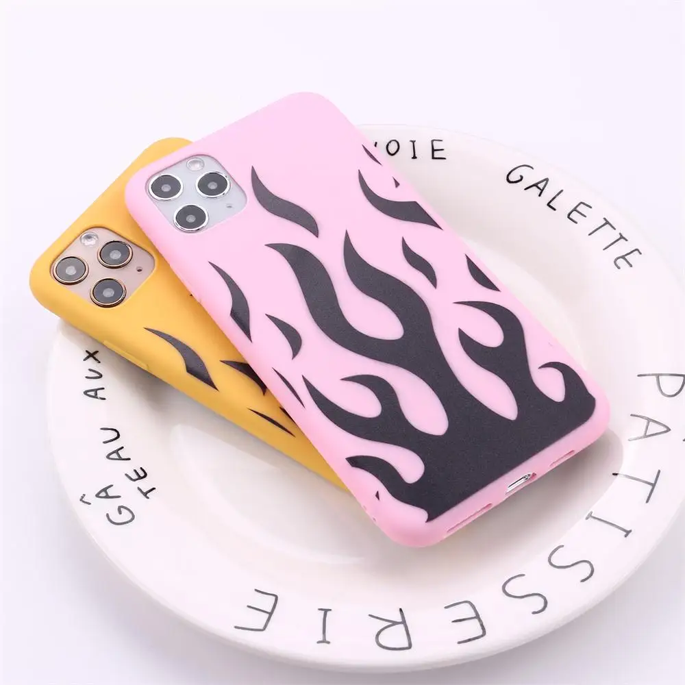 Fashion Multi-color Flame For IPhone 14 14ProMax 14Plus 13Promax 13 12 11s8Plus Soft Silicone Candy Case Fundas