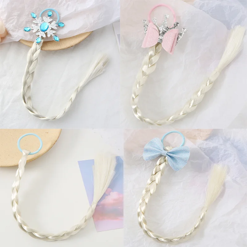 

Frozen Elsa Hair Circle Children Long Hair Princess Crown Snow Wig Braid Baby Girls Show Cosplay Hair Accessories Birthday Party