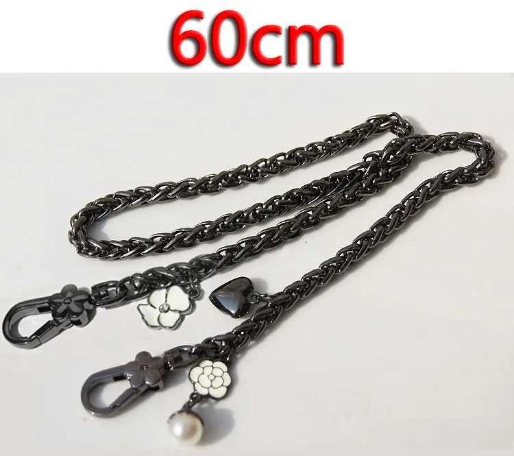 60cm Gun Black Мода Замена 8 мм черный пистолет металлические цепи портмоне ручки плечевой ремень для сумки, сумки аксессуары DIY 40 см-150 см - Цвет: 60cm Gun Black