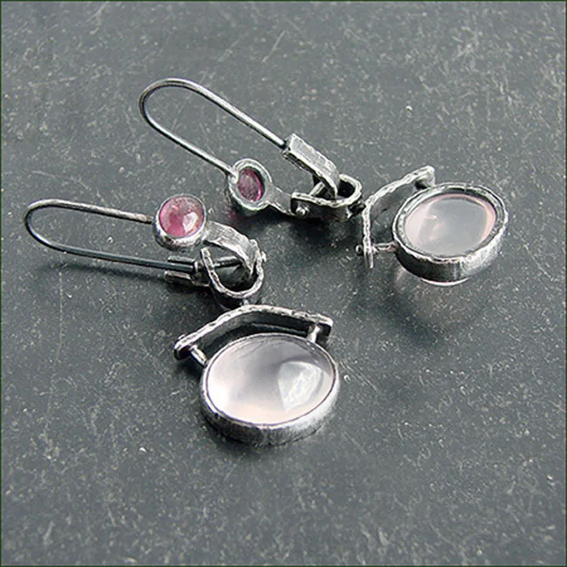 Женские серьги подвески с тонким белым лунным камнем индийские этнические