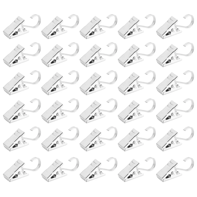 

GTBL 50PCS Stainless Steel Clips Hooks Clip Rings Metal Curtain Clips for Photos, DIY Crafts