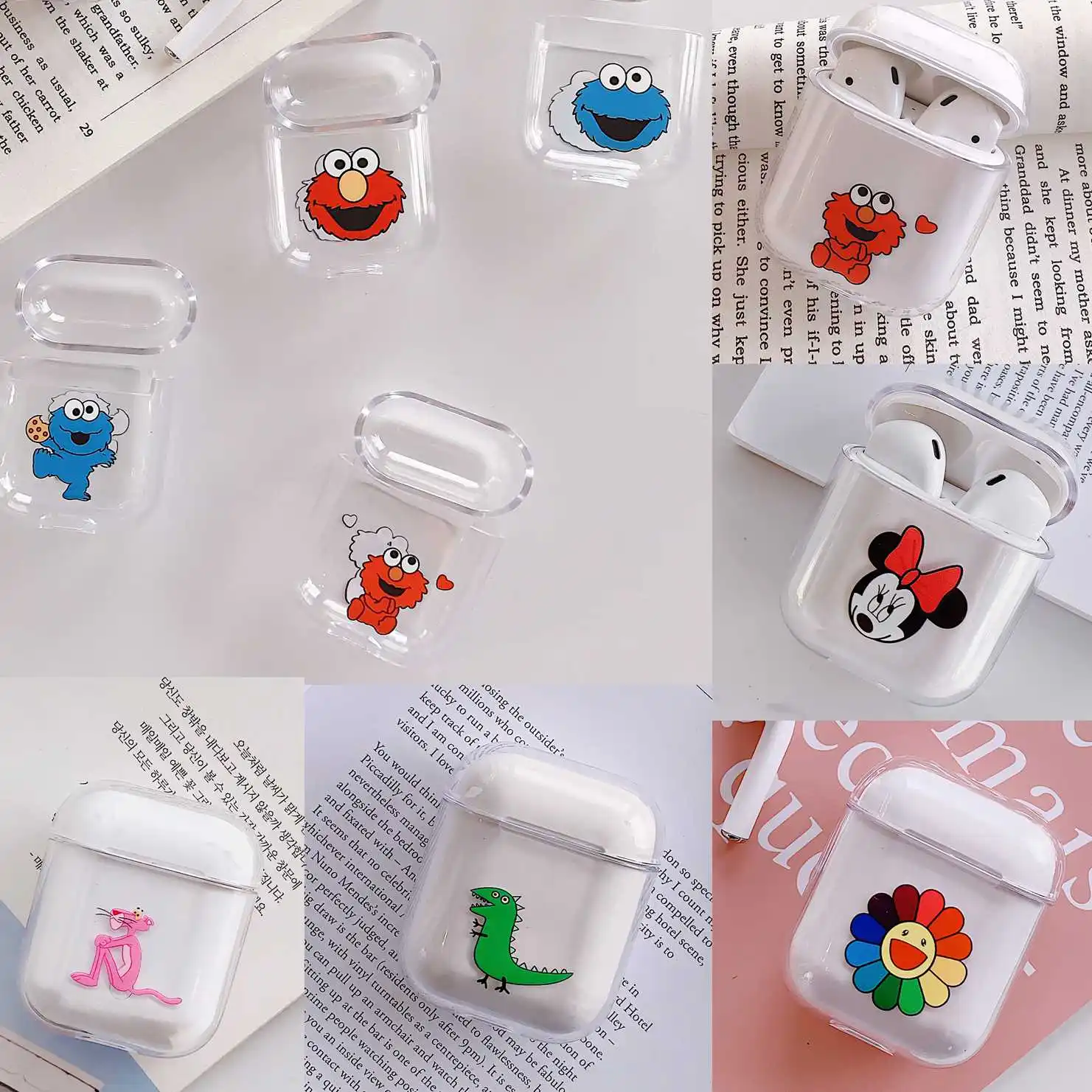 Чехол для Apple AirPods с рисунком из мультфильма, прозрачный жесткий защитный чехол, беспроводной чехол для наушников, милый чехол для Airpods 2, прозрачный чехол, fundas