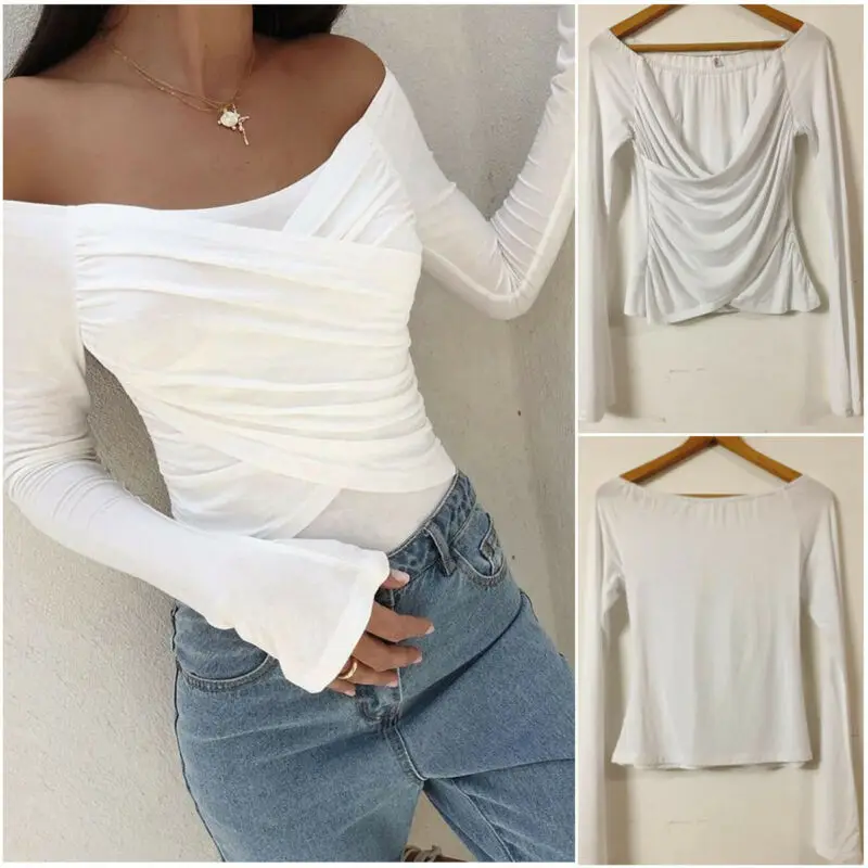 Женские сексуальные топы с открытыми плечами перекрестными ремешками длинным